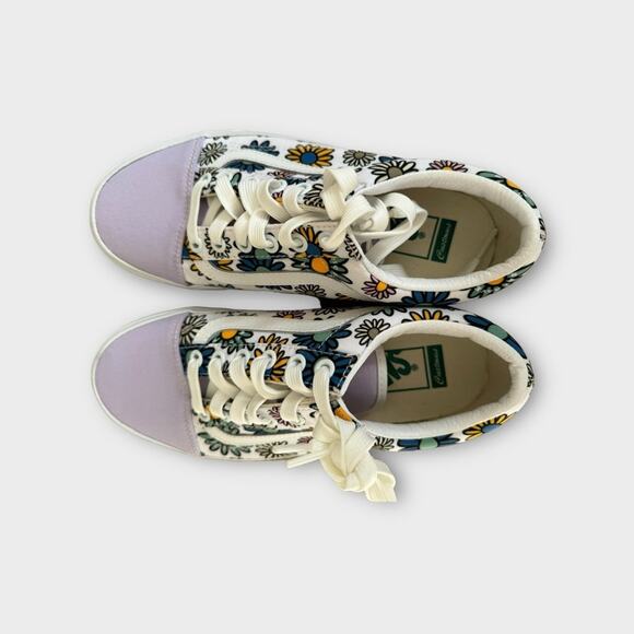 Vans Off The Wall Low Top Sneakers in White/Purple Floral Print, Size 7 - Picture 8 of 12